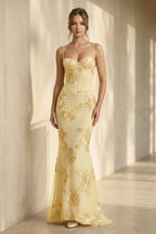 Robe longue jaune à fines bretelles - Harana