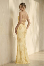 Robe longue jaune à fines bretelles - Harana