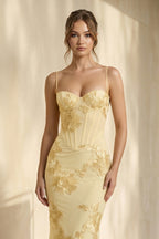 Robe longue jaune à fines bretelles - Harana