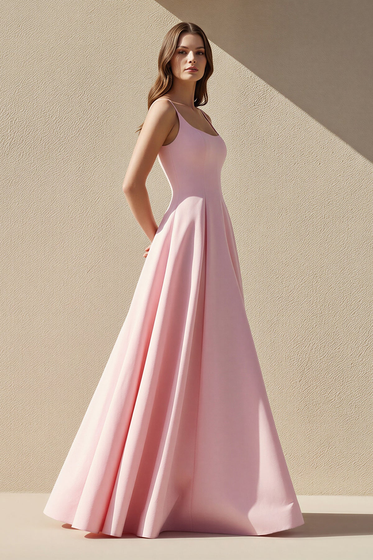 Robe longue rose coupe trapèze - Harana