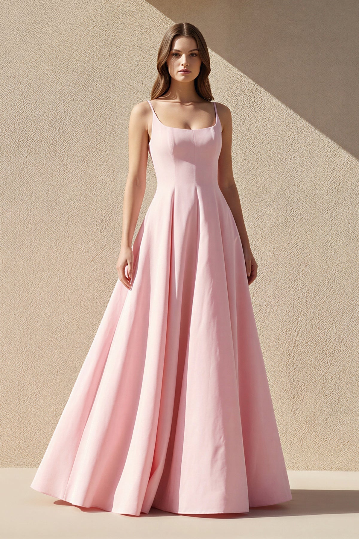 Robe longue rose coupe trapèze - Harana