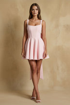 Robe courte rose avec nœud - Harana