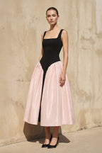 Robe midi black & pink à corset - Harana