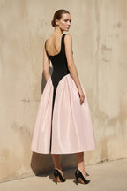 Robe midi black & pink à corset - Harana