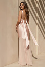 Robe longue satinée effet drapé - Harana