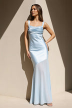 Robe longue satinée effet drapé - Harana
