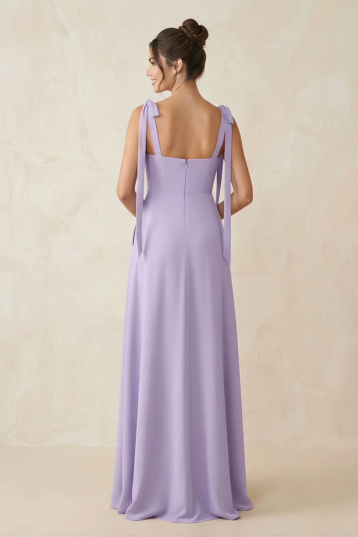 Robe demoiselle d’honneur lavande longue sans manches avec fente effet drapé - Harana