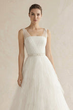 Robe de mariée ivoire longue bustier sans manches en tulle - Harana