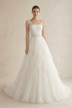 Robe de mariée ivoire longue bustier sans manches en tulle - Harana