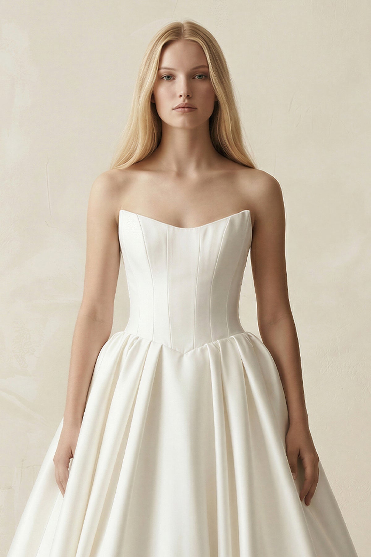 Robe de mariée ivoire courte bustier sans manches à corset - Harana