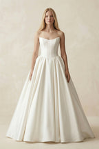 Robe de mariée ivoire courte bustier sans manches à corset - Harana