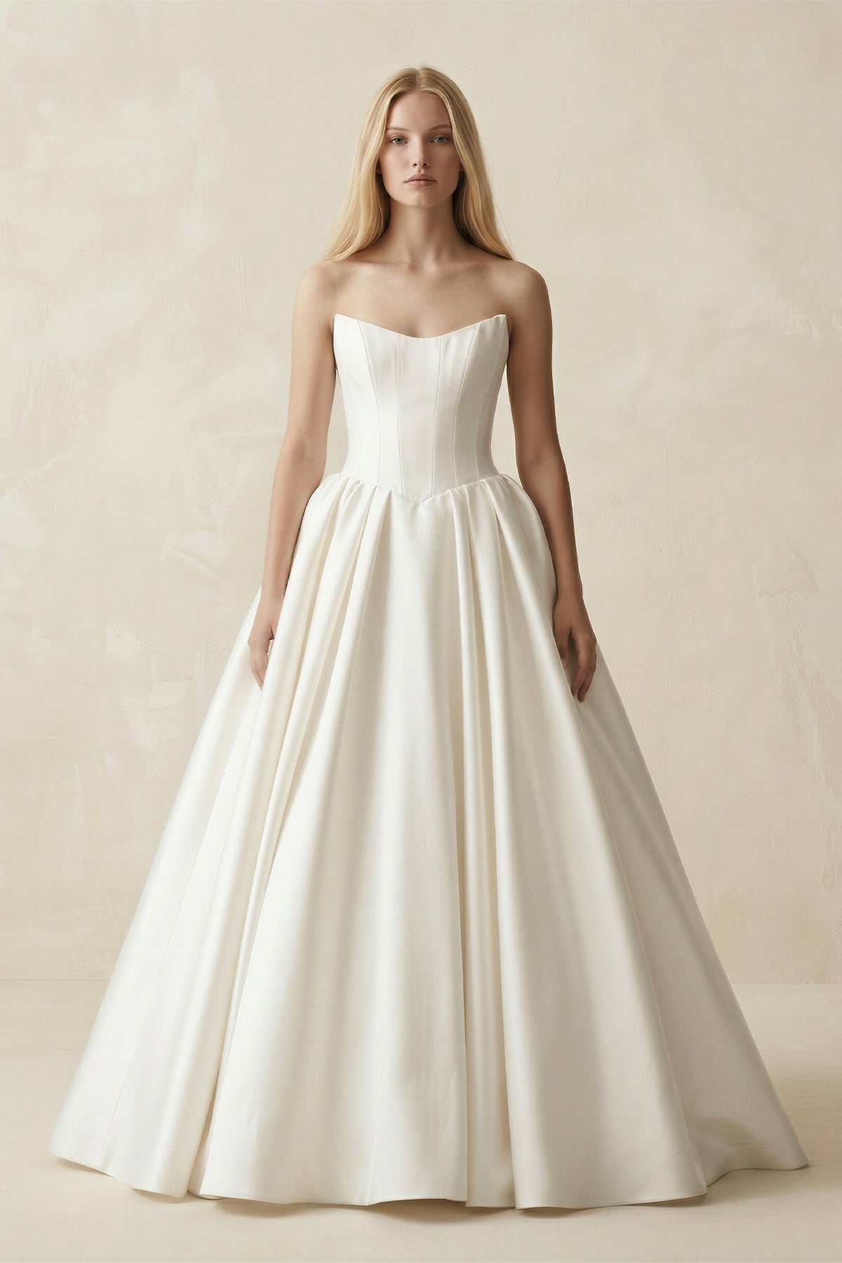 Robe de mariée ivoire courte bustier sans manches à corset - Harana