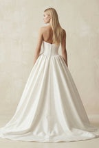 Robe de mariée ivoire courte bustier sans manches à corset - Harana