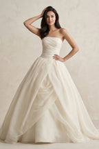 Robe de mariée ivoire longue bustier sans manches froncée - Harana