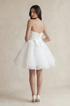 Robe de mariée courte blanc en tulle bustier sans manches - Harana