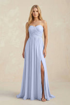 Robe demoiselle d’honneur ice longue sans manches avec fente plissée - Harana