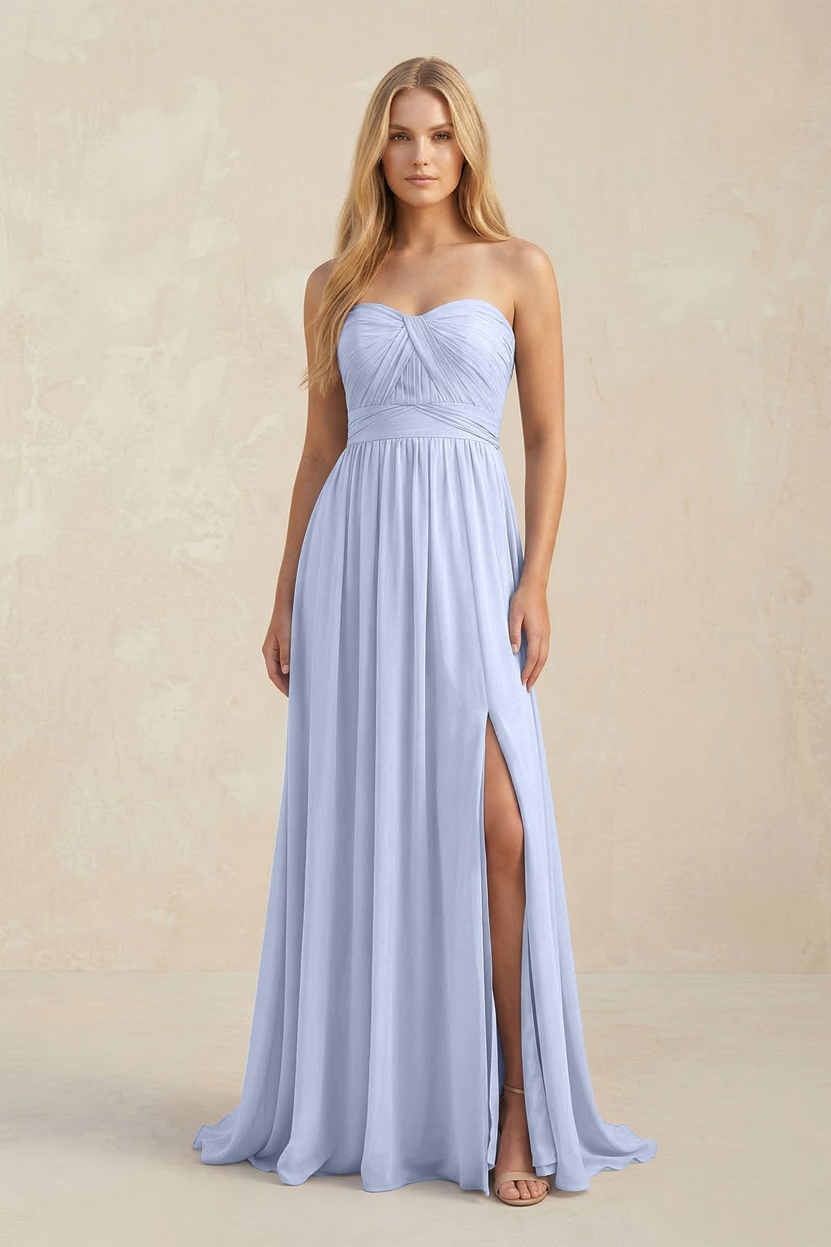 Robe demoiselle d’honneur ice longue sans manches avec fente plissée - Harana