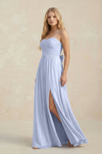 Robe demoiselle d’honneur ice longue sans manches avec fente plissée - Harana