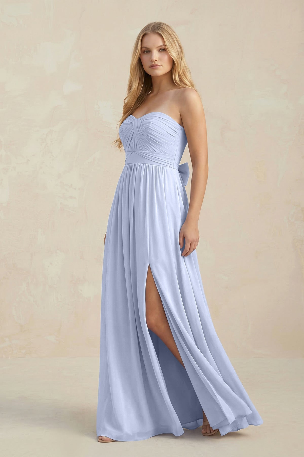 Robe demoiselle d’honneur ice longue sans manches avec fente plissée - Harana