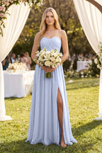 Robe demoiselle d’honneur ice longue sans manches avec fente plissée - Harana