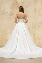 Robe de mariée blanc courte bustier sans manches satinée - Harana