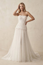 Robe de mariée ivoire trapèze en tulle bustier sans manches - Harana