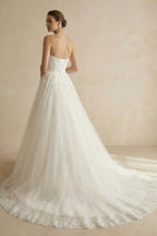 Robe de mariée ivoire longue bustier sans manches à corset - Harana