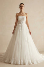 Robe de mariée ivoire longue bustier sans manches à corset - Harana