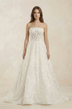 Robe de mariée ivoire trapèze en tulle bustier sans manches - Harana