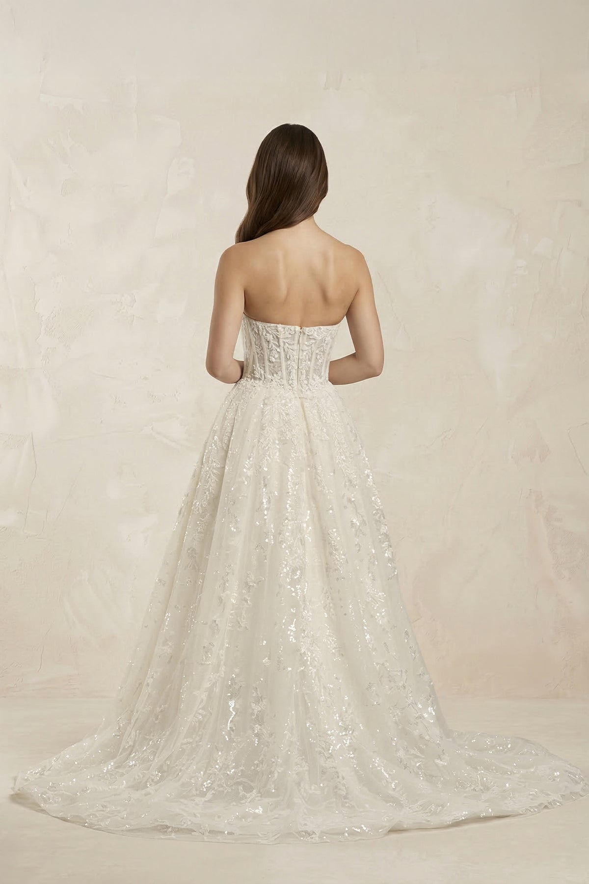 Robe de mariée ivoire trapèze en tulle bustier sans manches - Harana
