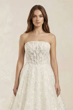 Robe de mariée ivoire trapèze en tulle bustier sans manches - Harana