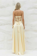 Robe longue jaune bustier - Harana