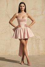 Robe courte rose bustier avec nœud - Harana