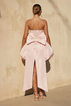 Robe courte rose bustier avec nœud - Harana