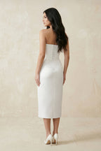 Robe de mariée blanche midi fourreau dentelle bustier avec fente - Harana