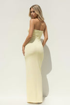Robe longue jaune bustier avec fente - Harana