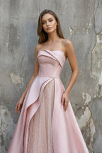 Robe longue rose satinée bustier - Harana