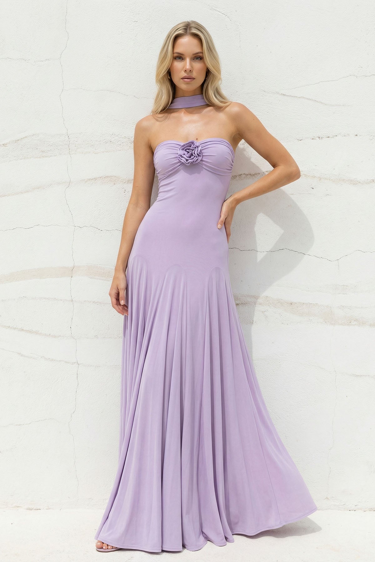 Robe longue lilas bustier - Harana
