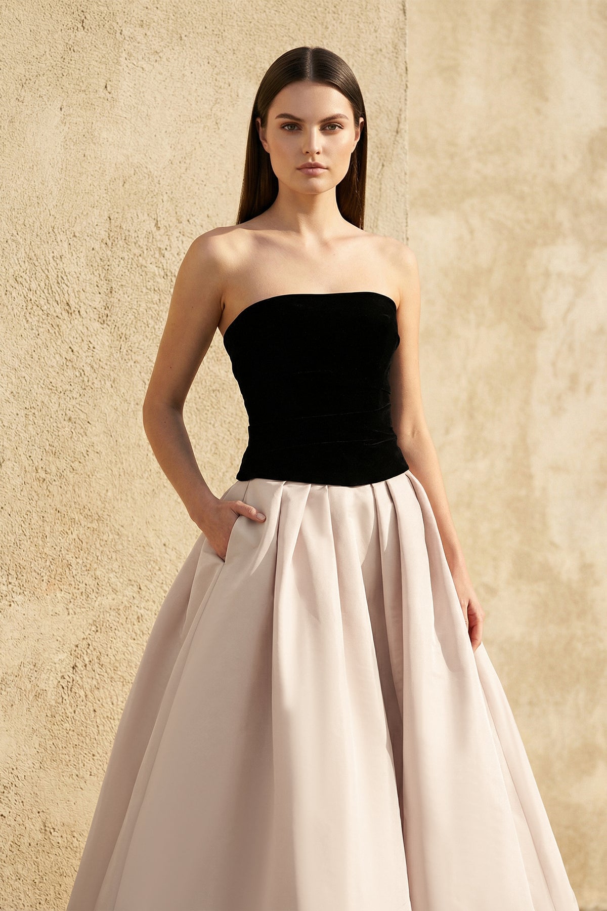 Robe longue champagne bustier - Harana