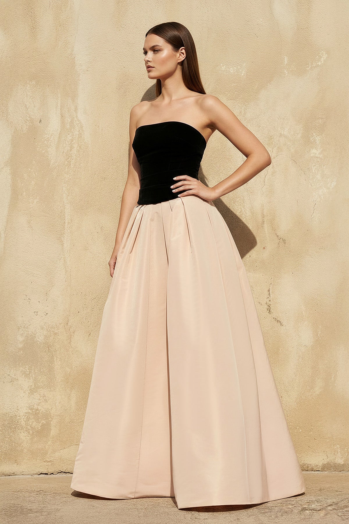 Robe longue champagne bustier - Harana