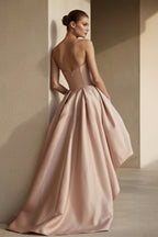 Robe longue rose poudré bustier plissée - Harana
