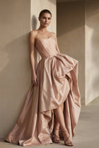 Robe longue rose poudré bustier plissée - Harana