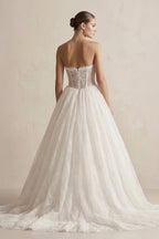 Robe de mariée ivoire longue bustier sans manches à dentelle - Harana