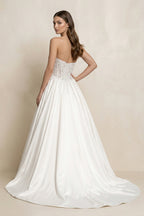 Robe de mariée blanc longue bustier sans manches à corset - Harana