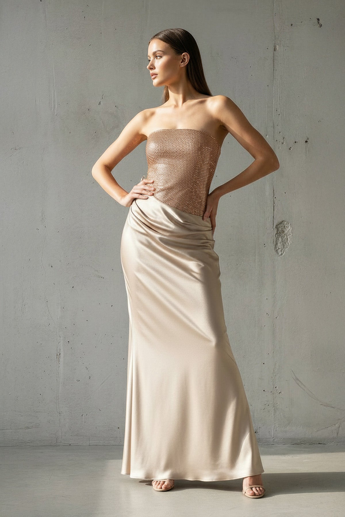 Robe longue bustier perlée - Harana