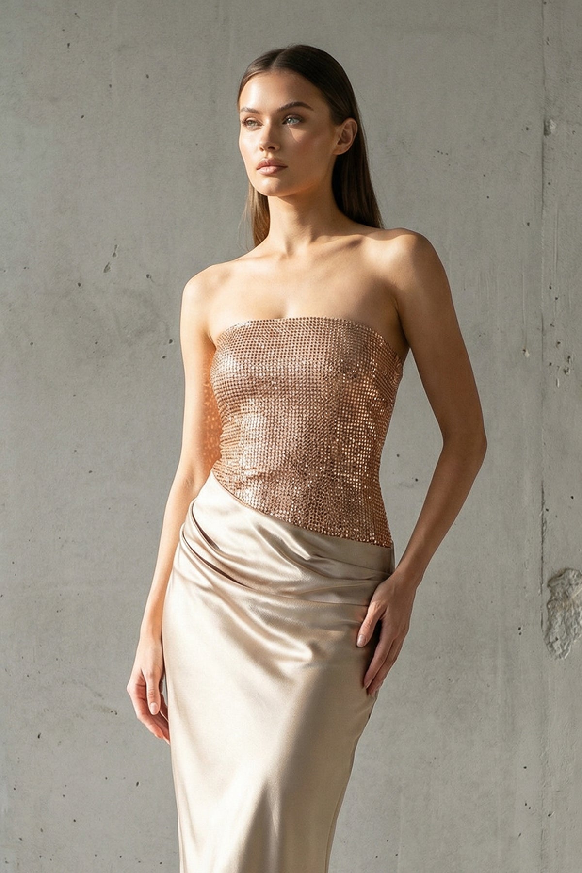 Robe longue bustier perlée - Harana