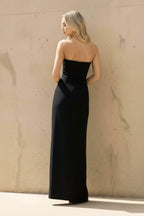 Robe longue noir bustier avec fente - Harana