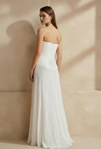 Robe longue blanc bustier avec fente - Harana