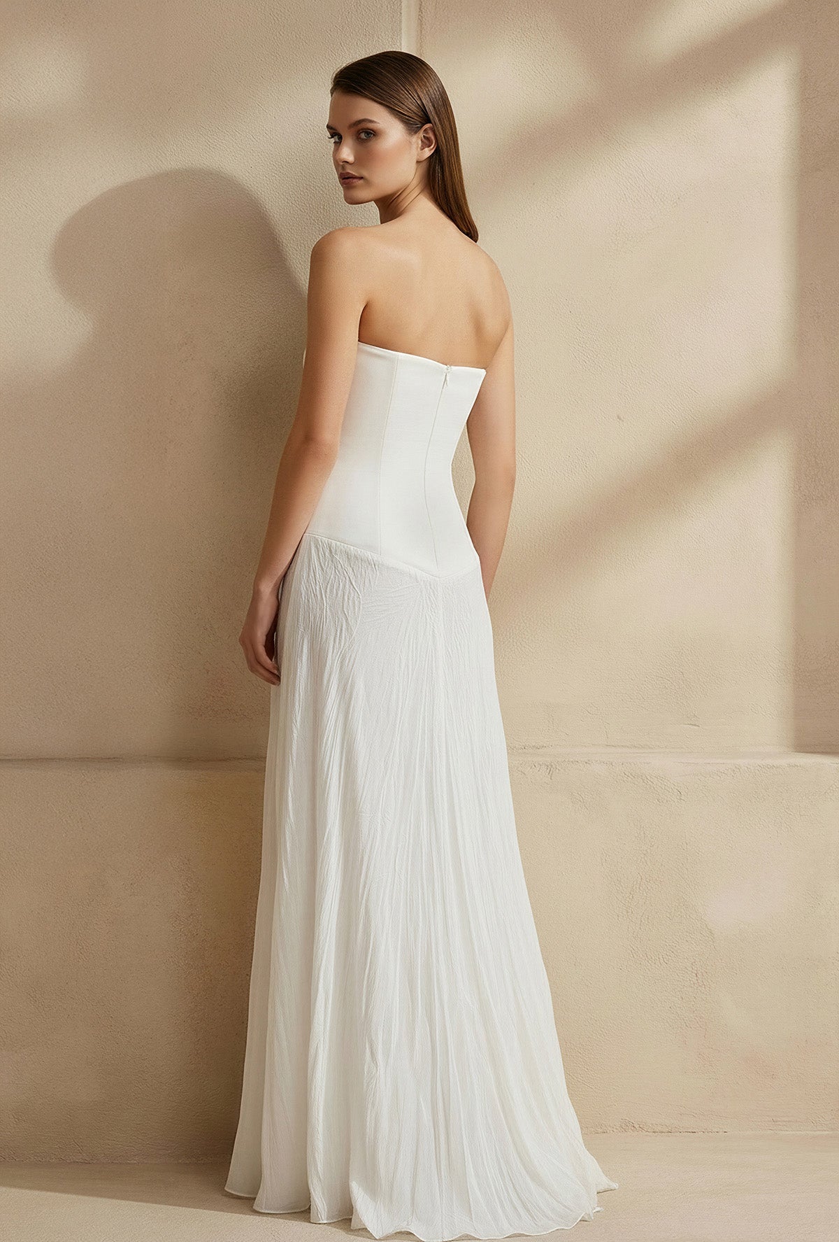 Robe longue blanc bustier avec fente - Harana