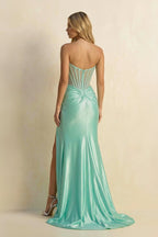 Robe longue aqua coupe sirène bustier avec fente - Harana